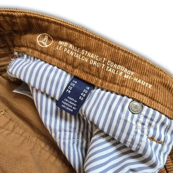 Land's End Size 18 Mid Rise Straight Leg Stretch Corduroy Pants Dark Toffee - Picture 3 of 5